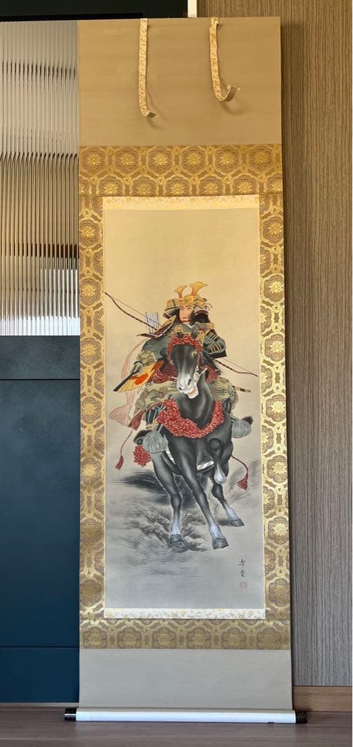 掛け軸 武者（黒馬）森 雪堂 掛け軸 掛軸 武者(黒馬) 森 雪堂 (真作・新品) : 掛け軸の専門店 香遊