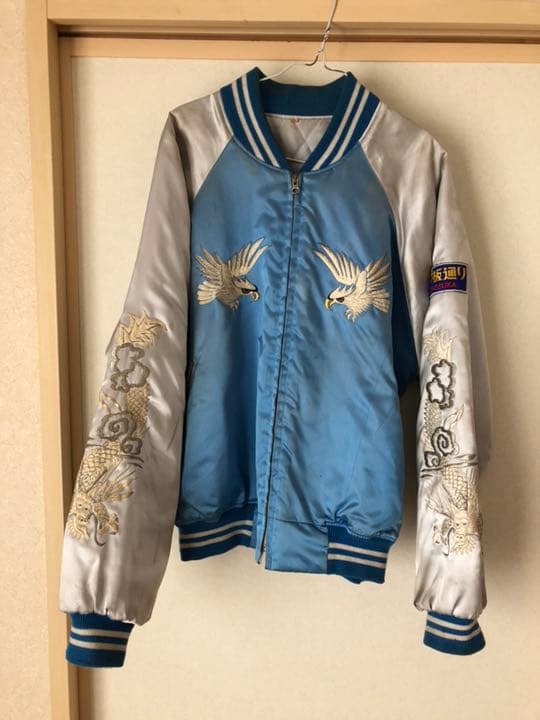 スカジャン 松鷹 プリンス商会 水色/銀 どぶ板通り - メルカリ