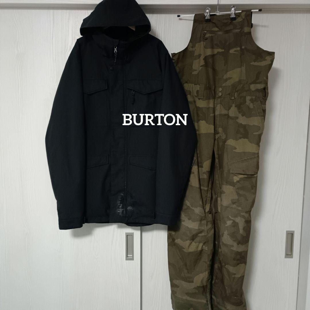 バートン　ウェア　L　黒　ビブパンツ　セット　上下　スノボー　迷彩