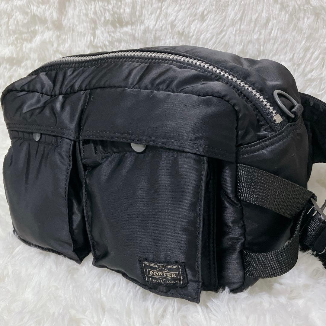 美品 PORTER ポーター タンカー ボディバッグ ウエストバッグ ブラック