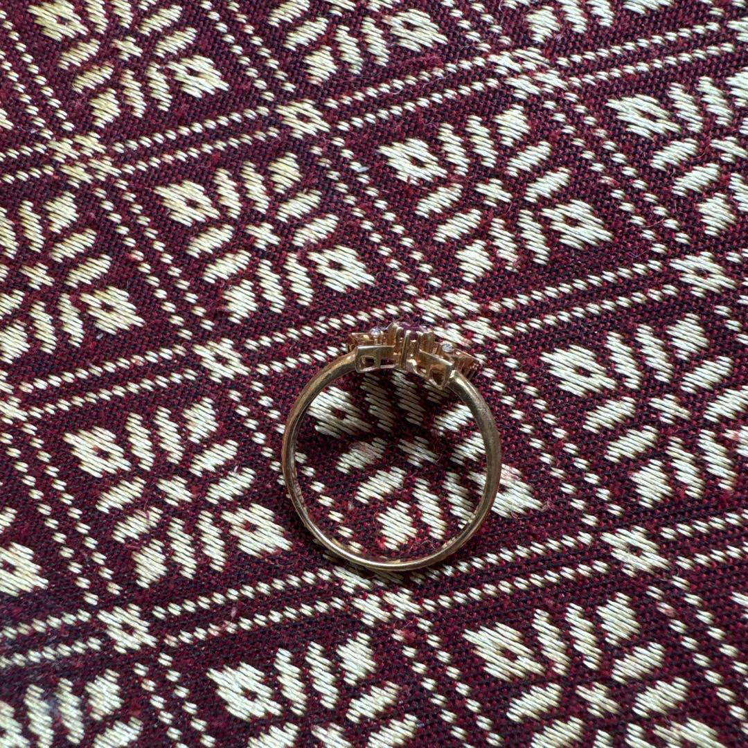 花モチーフ ピンク宝石 リングK18