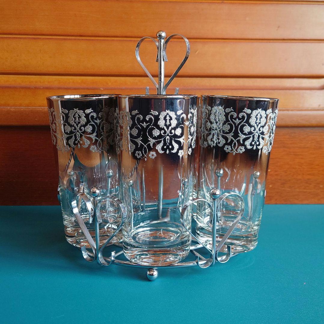 昭和レトロ・銀のレース模様グラスセット - メルカリ