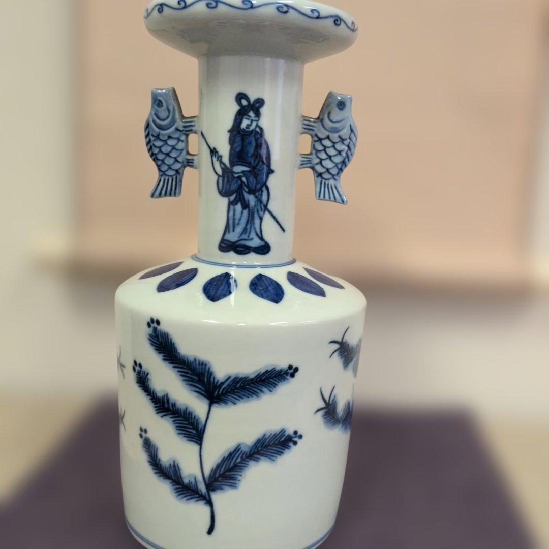 平安 手塚祥堂 作 染付 高砂花入 花器 花瓶 共箱 - メルカリ