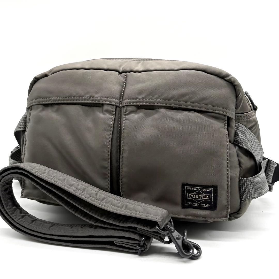 【極美品】ポーター タンカー 2way ボディバッグ ナイロン シルバーグレー