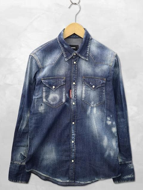 ディースクエアード USED加工 長袖 ウエスタン デニムシャツ 42(XS