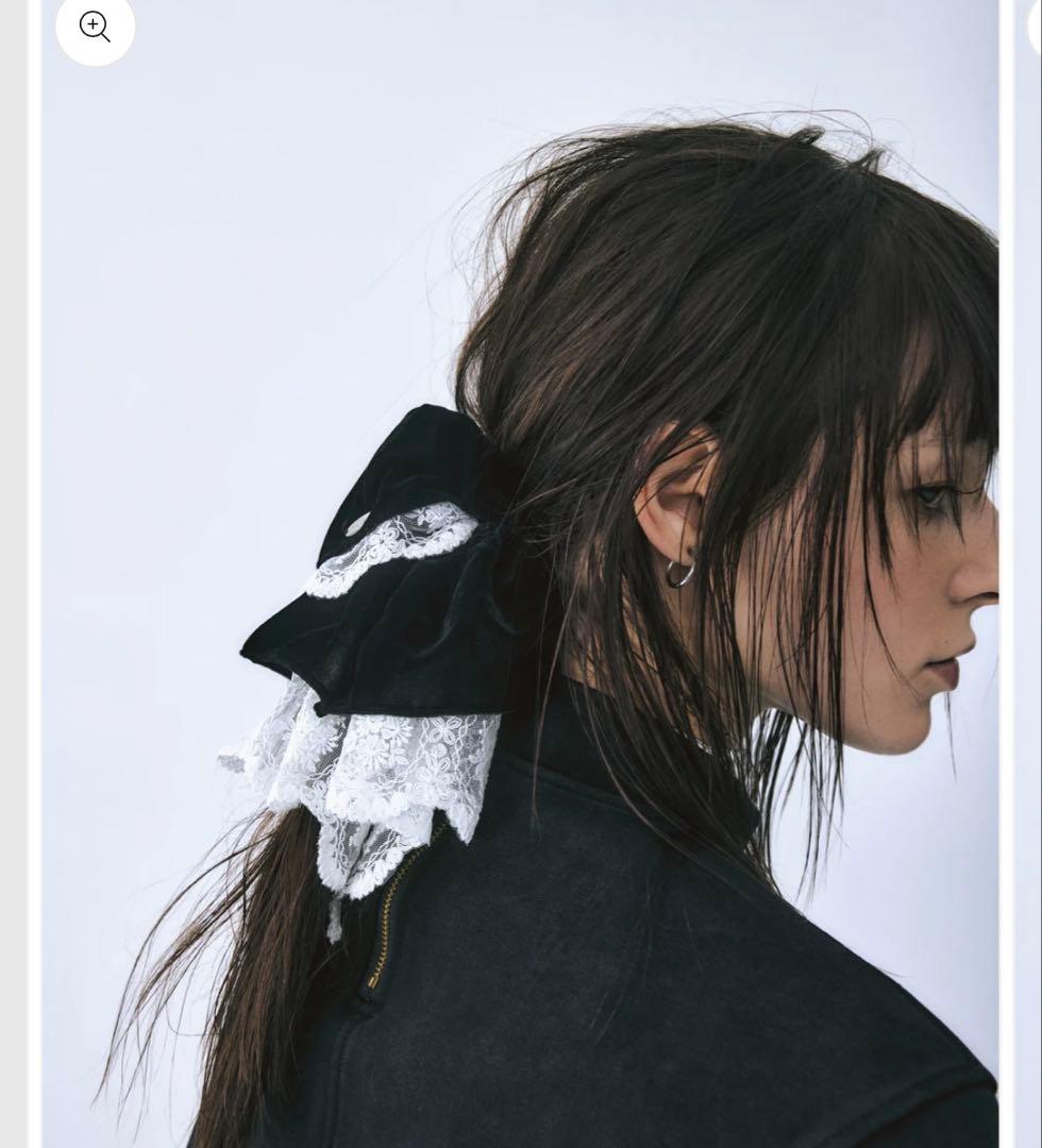 tanakadaisuke velour lace chou chou シュシュ velour lace chou chou Black × White – tanakadaisuke