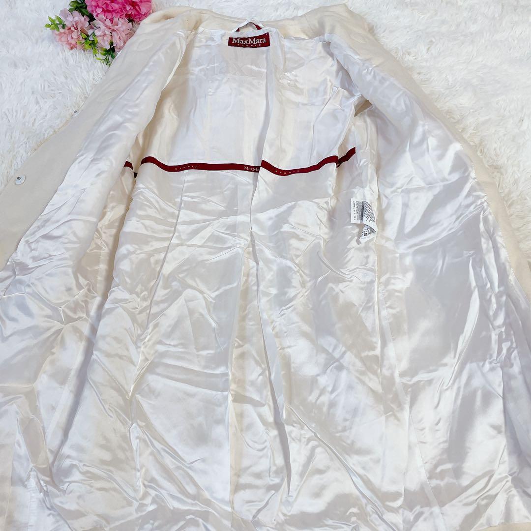 美品 マックスマーラ ステュディオ ウール ダッフルコート ホワイト 42