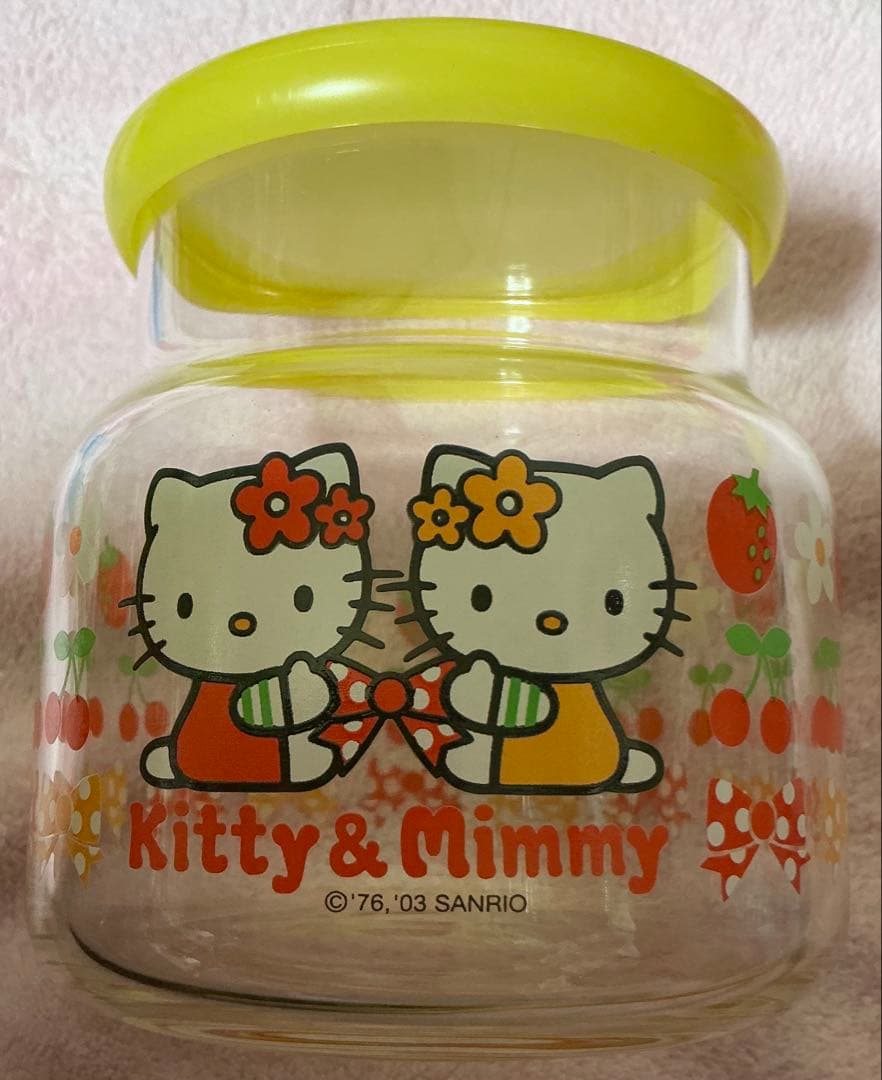 サンリオ Kitty & Mimmy キャニスター ガラス瓶 2003年レア - メルカリ