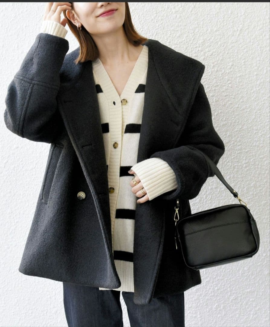 ☆ダークグレー ダッフルコート フード付き☆