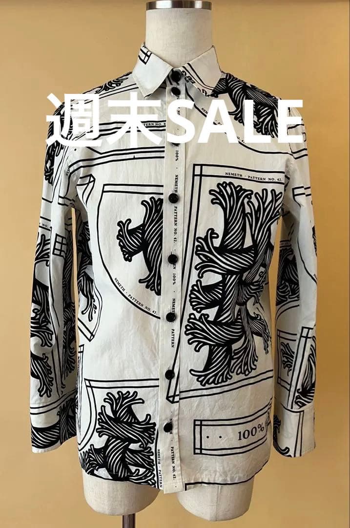 美品:サイズL: Christopher Nemeth ネメス :ロープ柄シャツ
