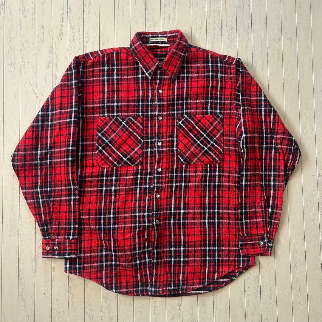 80s 90s BIG MAC ヘビーネルシャツ 好配色 USA 赤×黒 XL - メルカリ