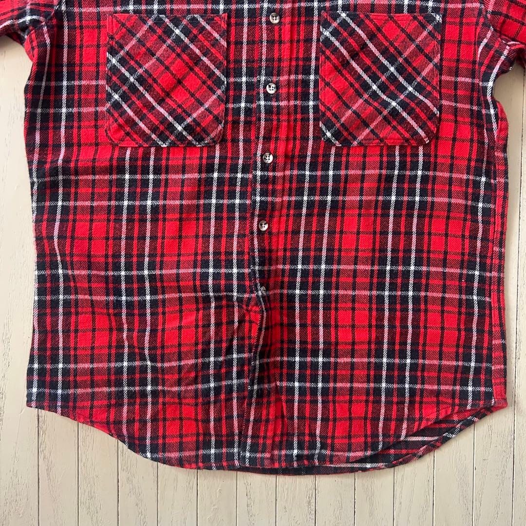 80s 90s BIG MAC ヘビーネルシャツ 好配色 USA 赤×黒 XL - メルカリ