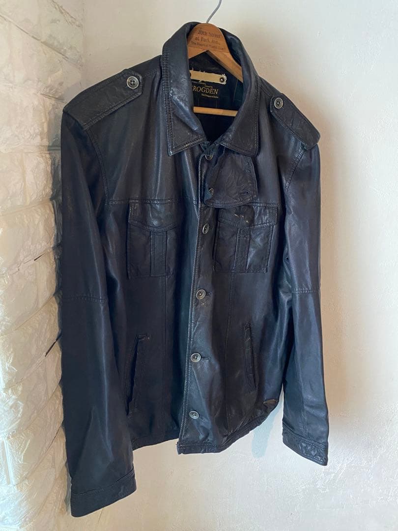 イタリア製 90s〜 BROGDEN シープスキン シングルライダースジャケット