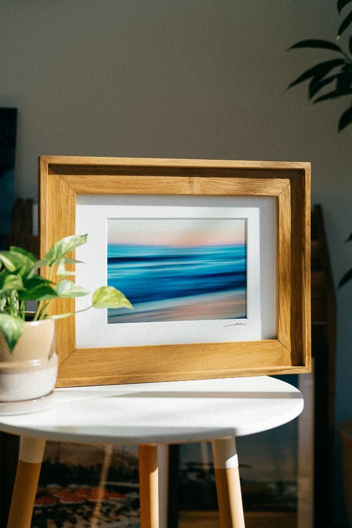 Laguna Sunset Blur - A3プリント + チークウッドフレーム フォトフレーム 木製 チーク材 おしゃれ A3 壁掛け シンプル
