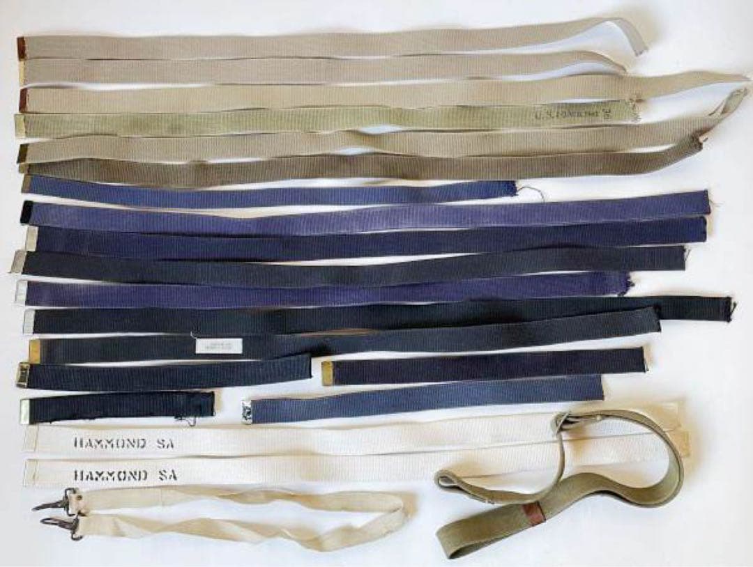 ビンテージ バックル無しウェブベルト長短19本セット+ストラップ2本セット