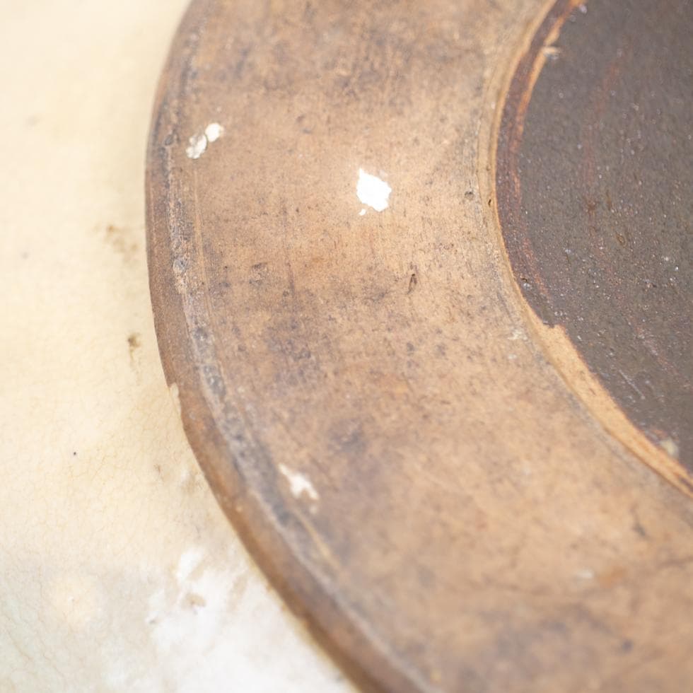 江戸後期 瀬戸 灰釉石皿 尺一寸／目跡・蛇の目凹み 古瀬戸 本業焼 32cm