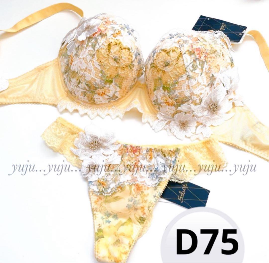 ワコール/サルート 01G 新品タグ付 P-upブラソング D75 イエロー