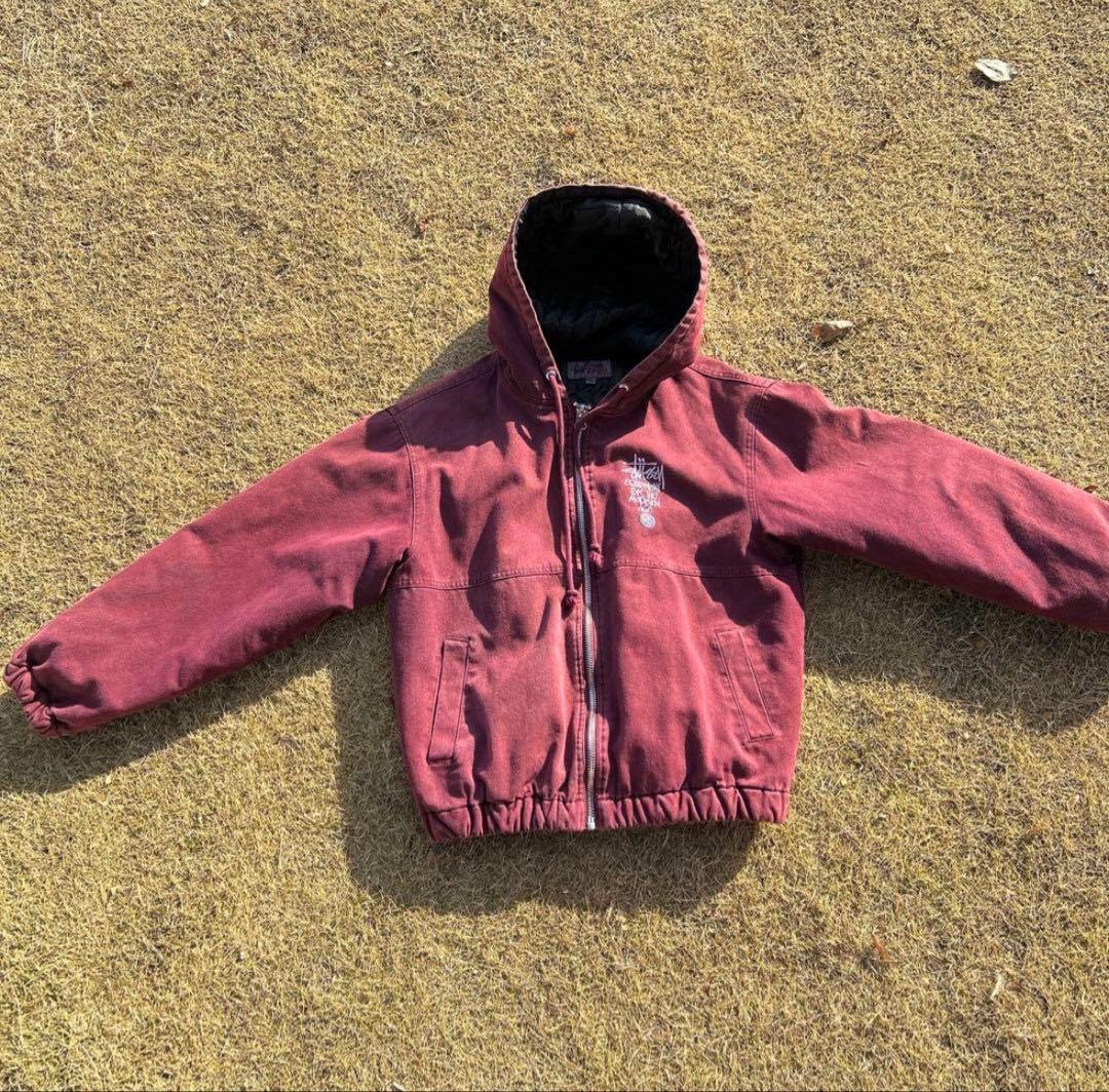 Mサイズ　stussy ストゥーシー　WORK JACKETワークジャケット　赤