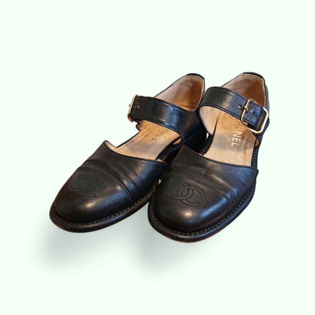 引越SALE価格 オールド CHANEL パンプス ココマーク ストラップ 箱付