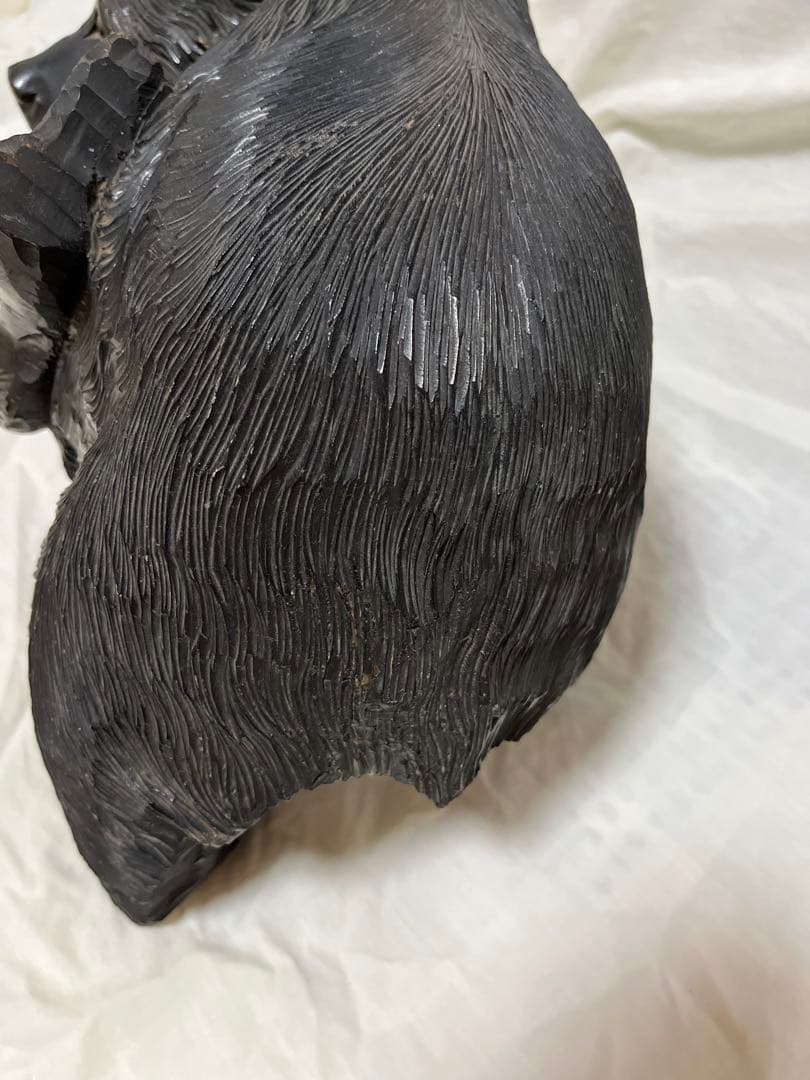 北海道 木彫りの熊 台座付 彫刻 木工品 昭和レトロ HOKKAIDO BEAR