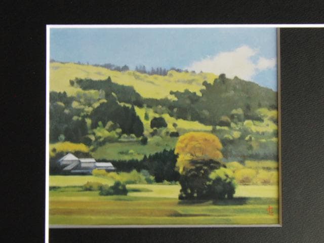 藤田忠夫、雲湧く丘、希少画集画、新品高級額・額装付、状態良好