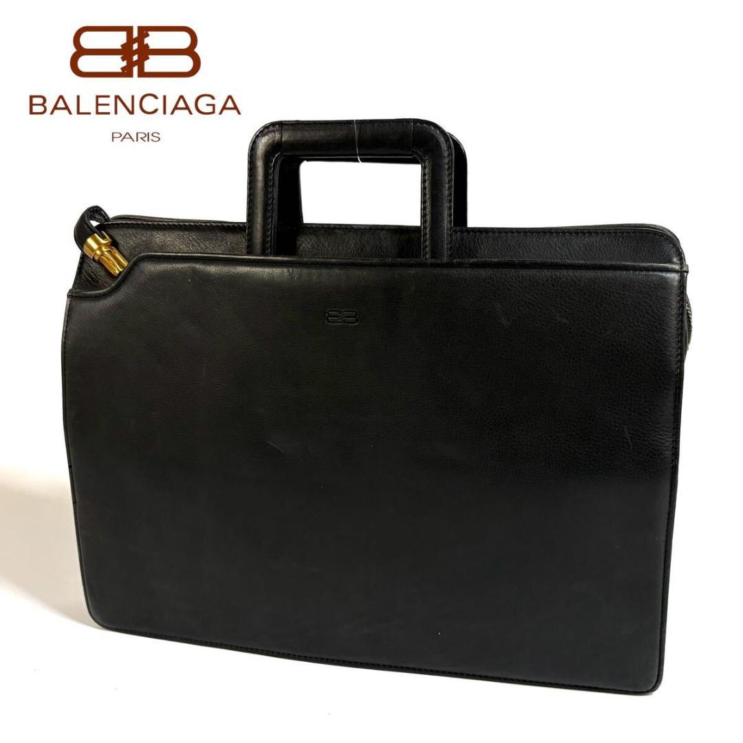 BALENCIAGA レザー ビジネスバッグ ブラック ゴールド金具