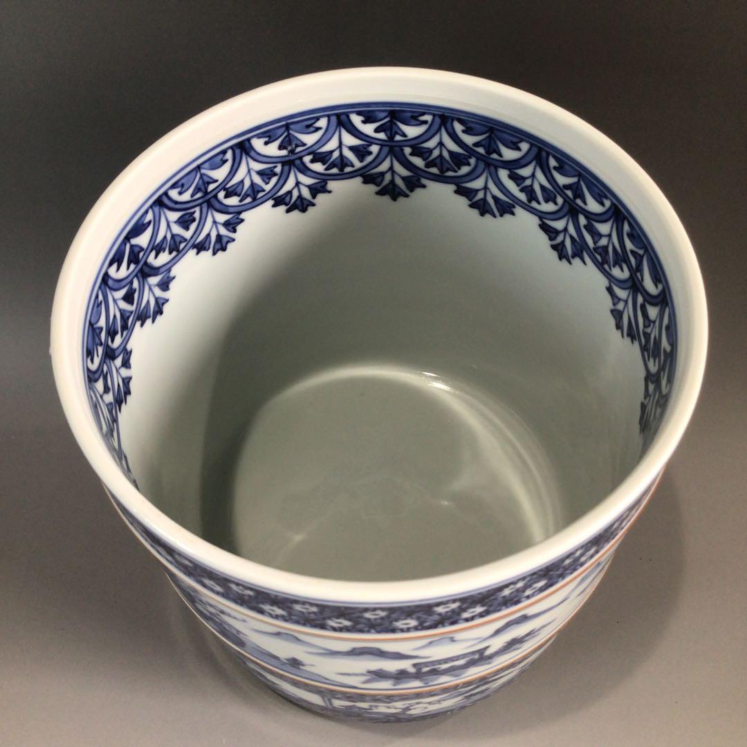 P717 水指 『平安秀峰造』『染付祥瑞写』『一重口水指』 共箱