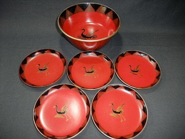 菓子器 取り皿 鶴 天然木 本漆器 明治期 時代物 骨董 dc096e45f97a821cd861a17b26bde6