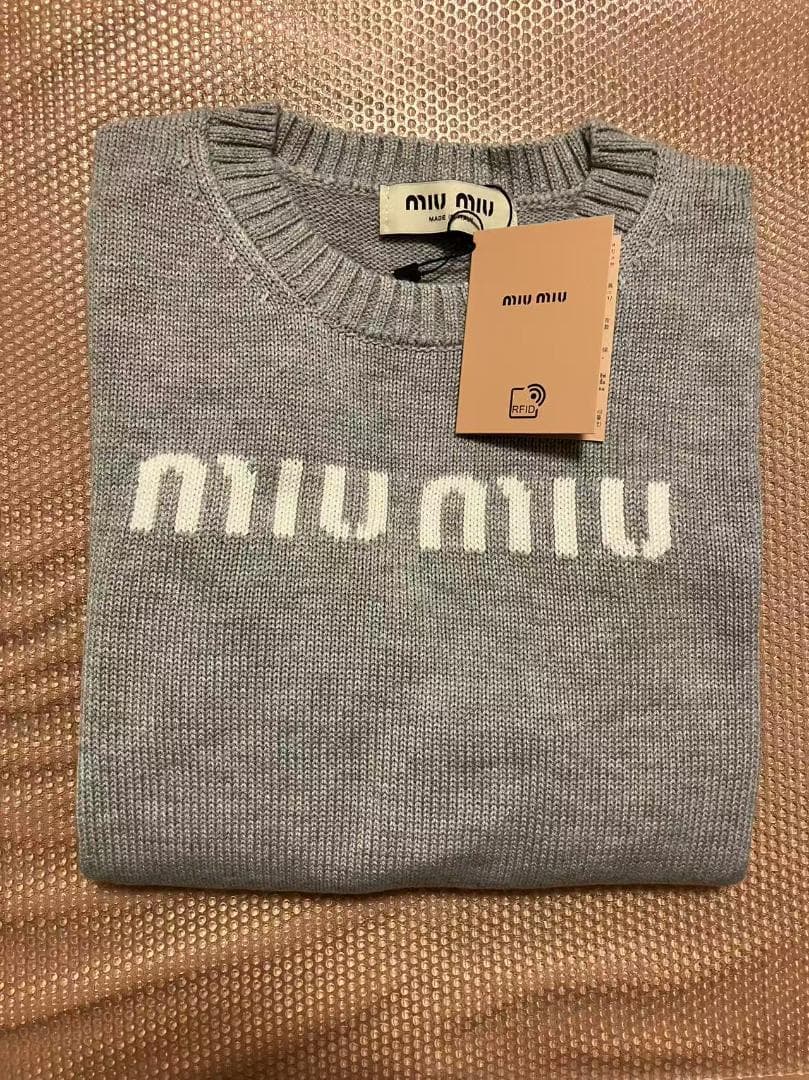 ロゴ ニット　グレー　L