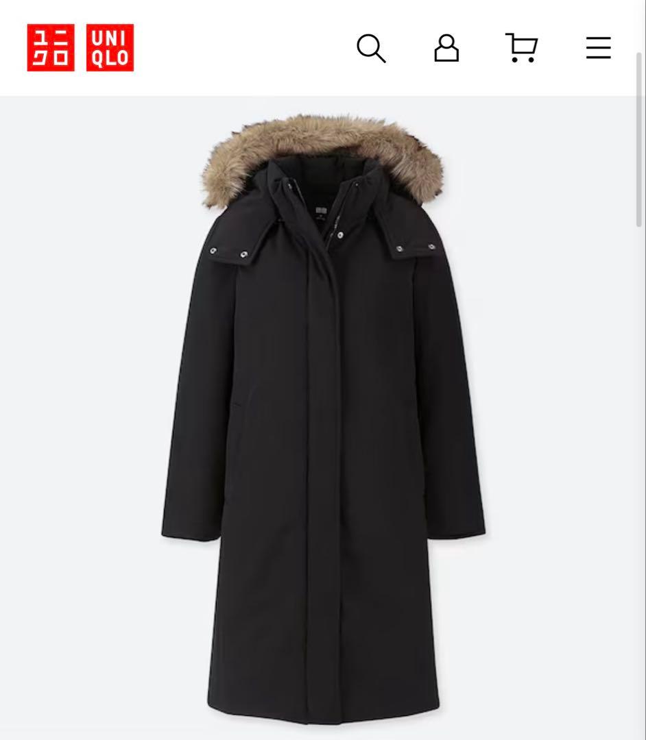 美品！ ユニクロ ハイブリッドダウンウルトラウォームロングコート ブラック S