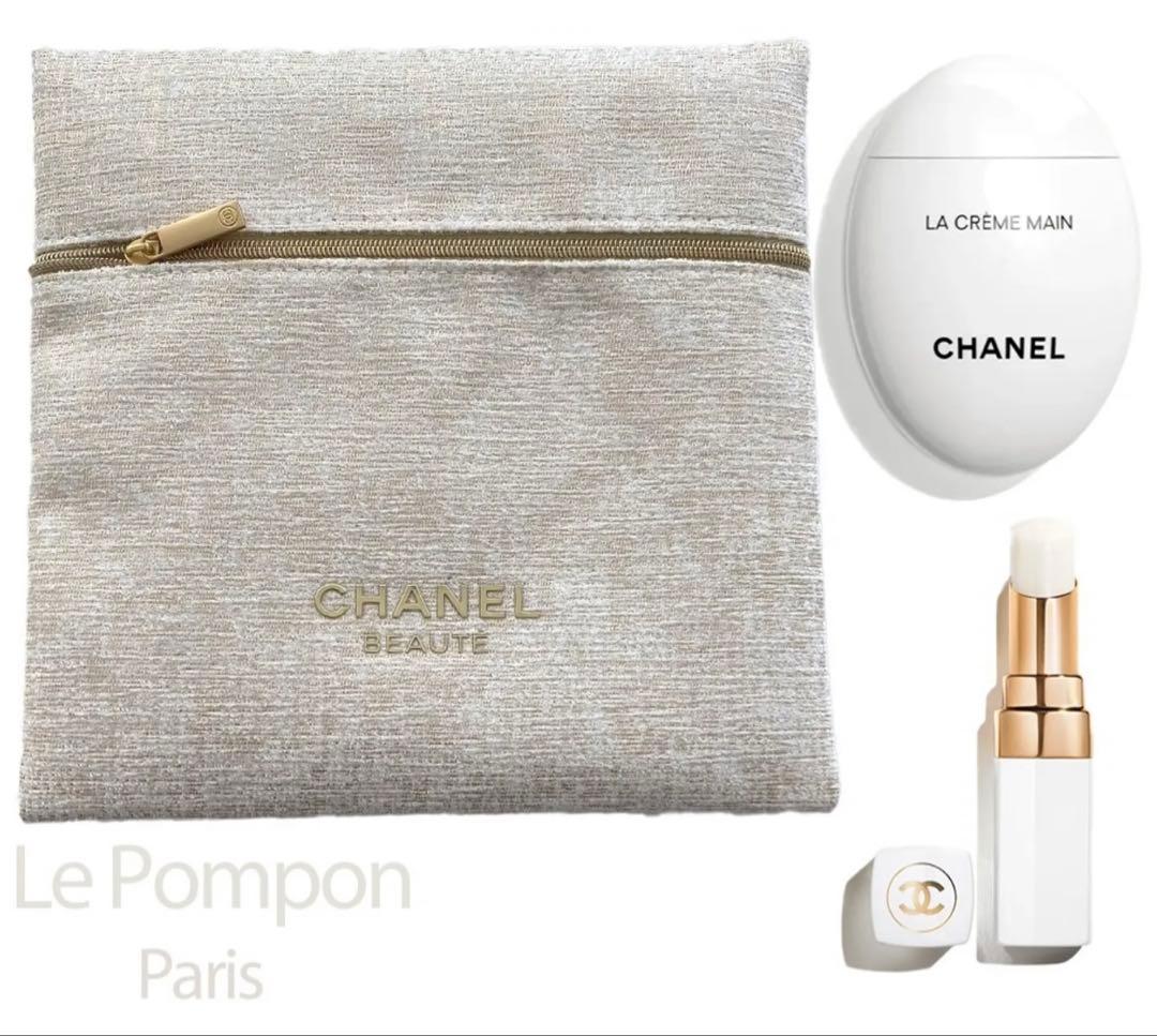 【限定ポーチ付】シャネル ハンドクリーム＆リップボーム 912 セット（箱あり）