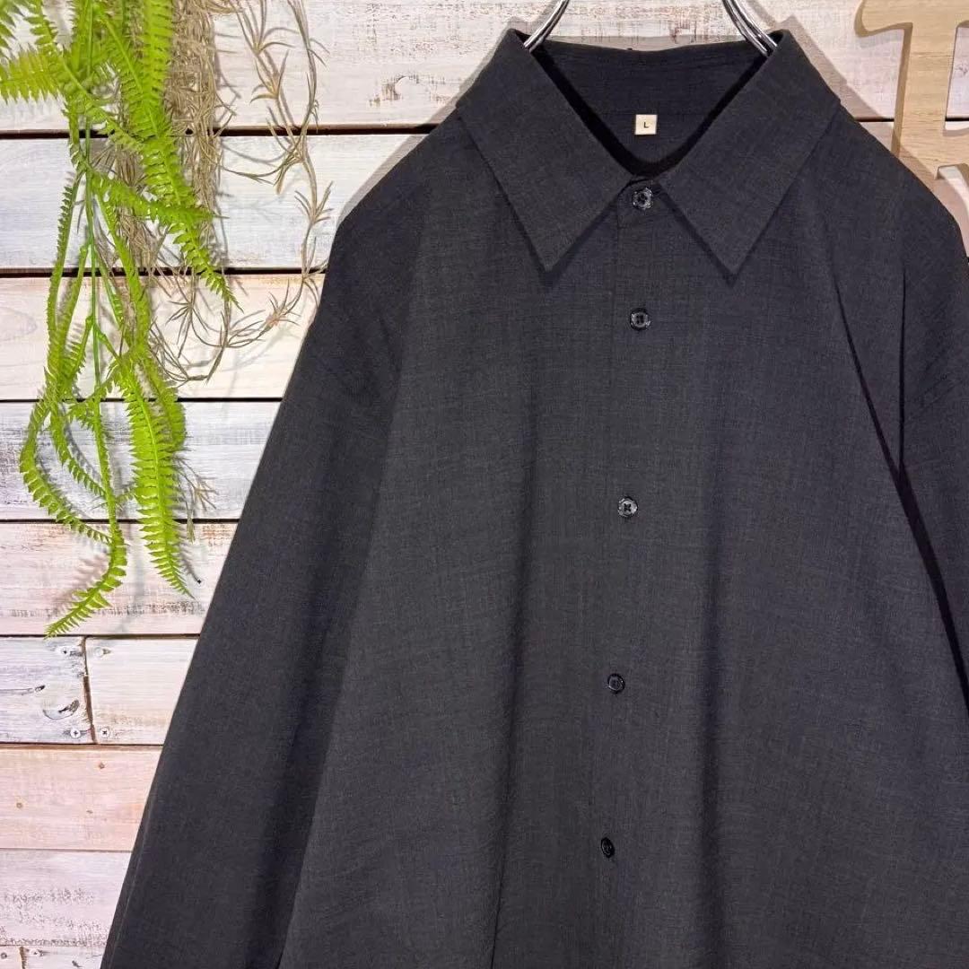 完売品✨MUJI Laboウール混レギュラーカラーシャツ ダークグレー L MUJI Labo 紳士 ウール混レギュラーカラーシャツ ライトグレー XL