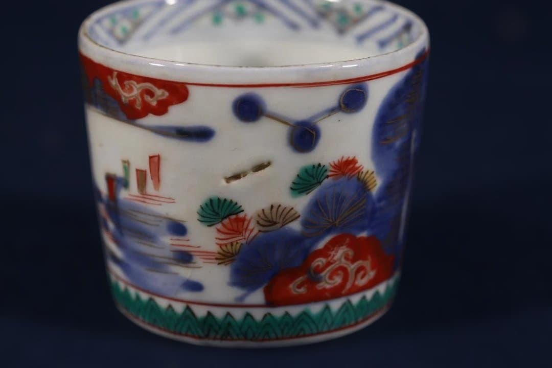 665 古瀬戸色絵臨海楼閣入船出船図蕎麦猪口 無傷美品 幕末 - メルカリ