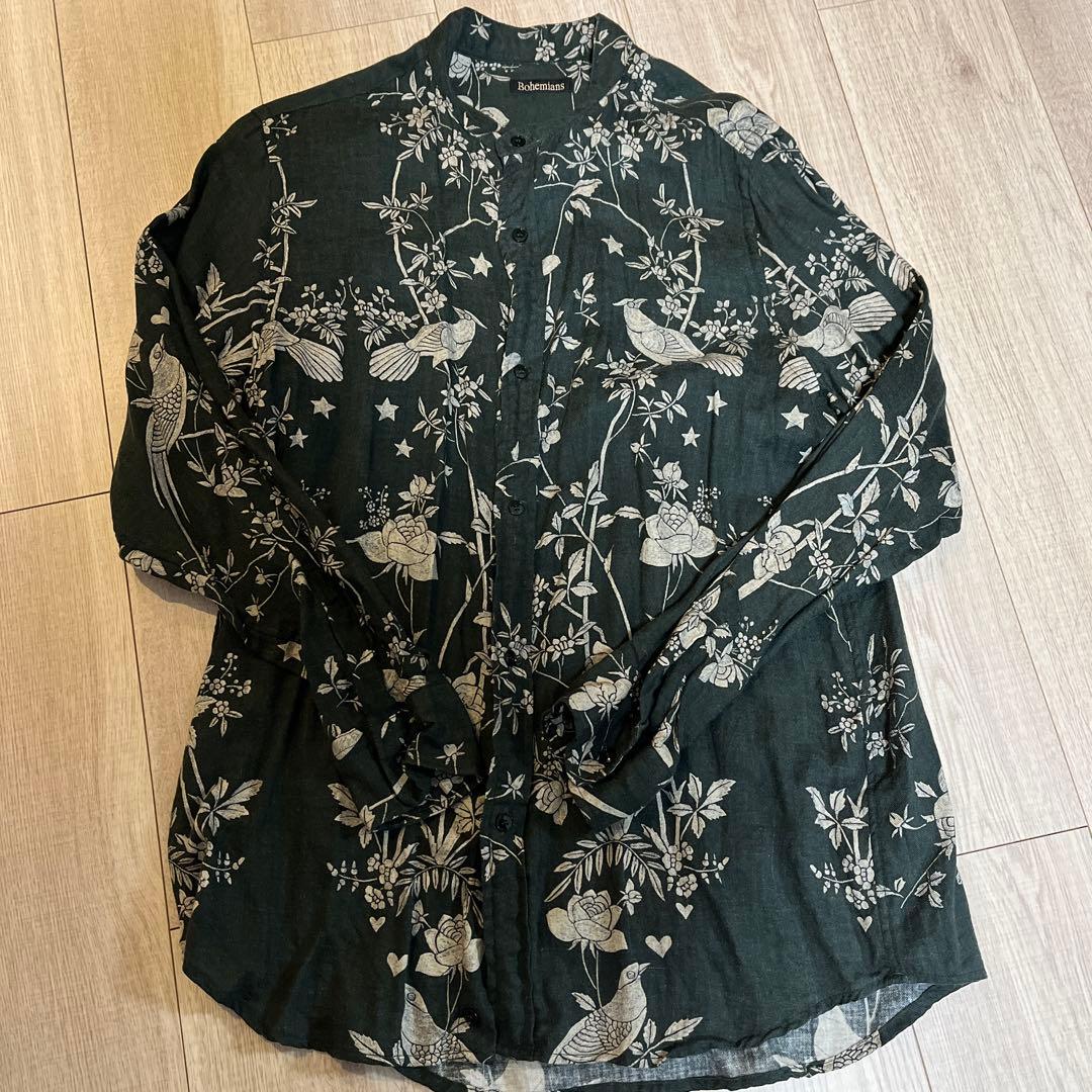 m*a様 BOHEMIANS レーヨン シャツ 鳥 花 サイズ2