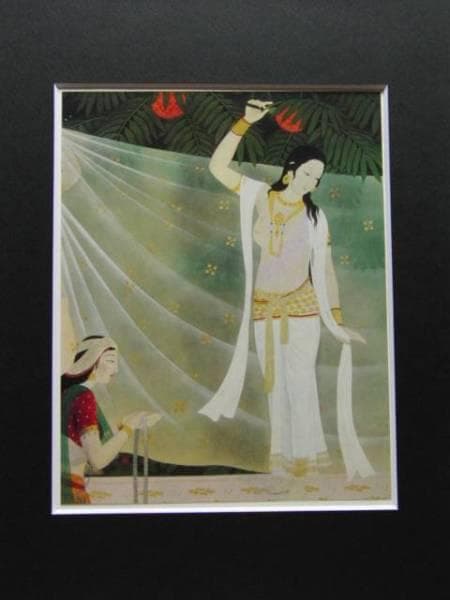 中村岳陵、仏誕図・摩耶夫人、希少画集画、新品高級額装付