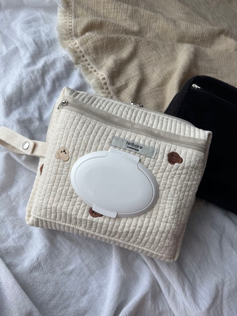 オーダー品　オムツポーチ　クマ　お着替えポーチ　2点