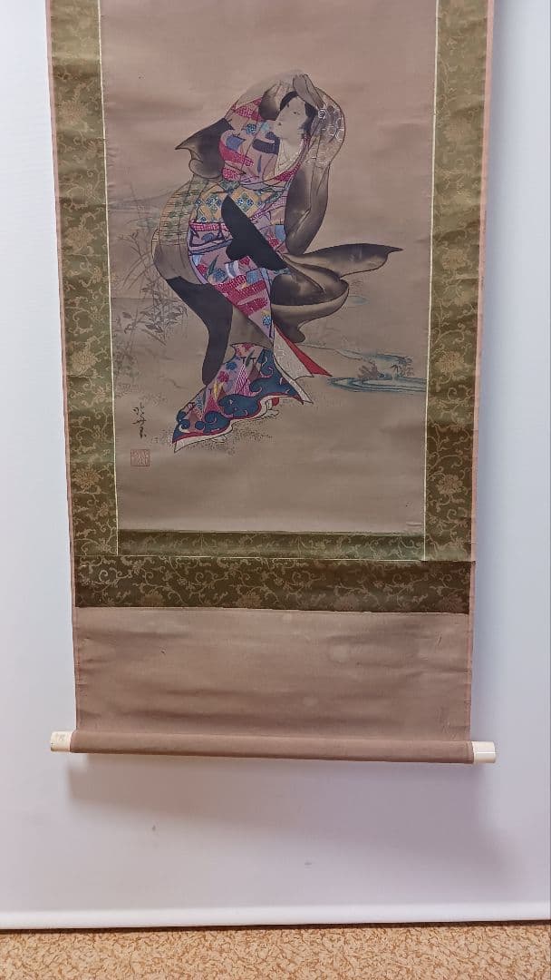 掛軸 肉筆 北舟筆 月下美人図 絹本着色 古美術 骨董 - メルカリ