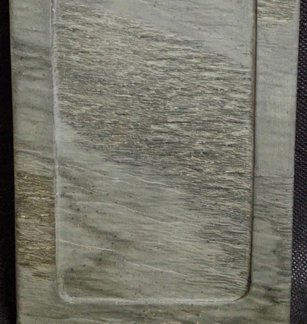 歙州硯 水波羅紋や金暈金星の美石】◇龍尾山◇唐木共箱◇歙硯◇長方六