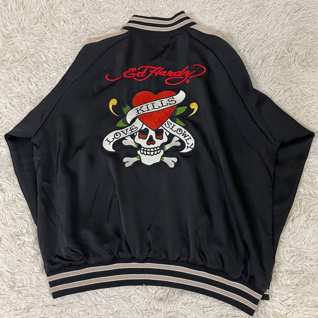 エドハーディー ed hardy スカジャン ジャケット スカル ドクロ 黒