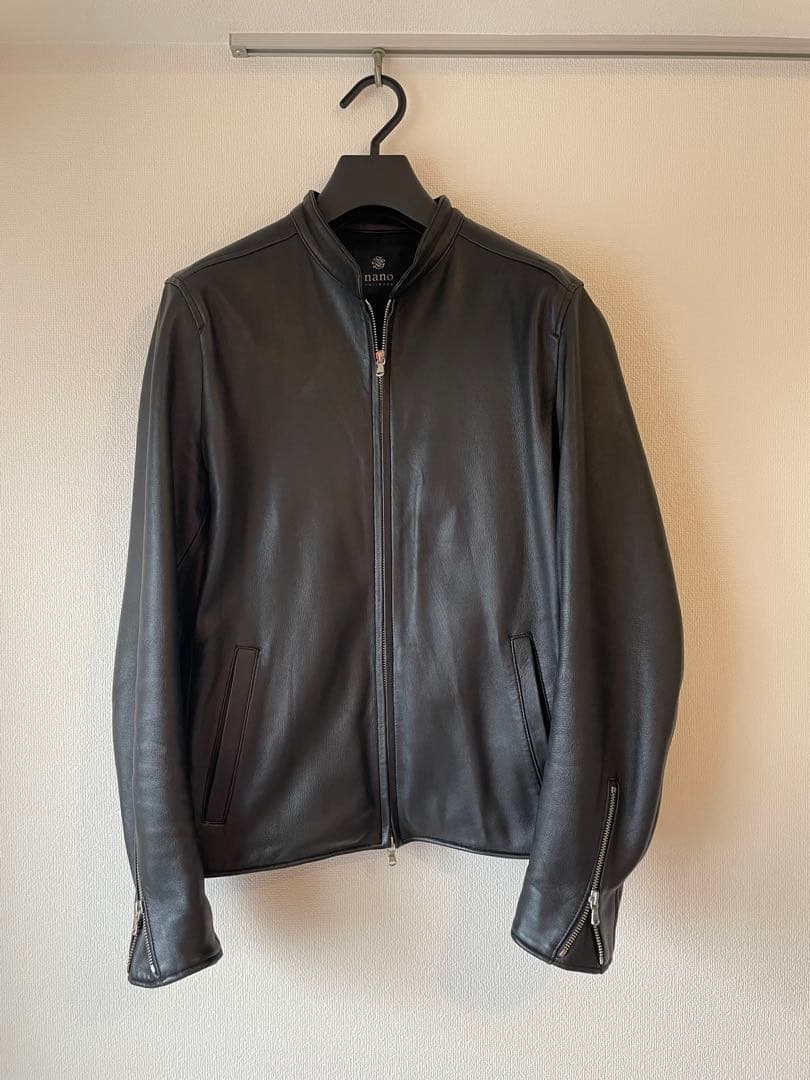 【美品】nano universe ブラック L レザー シングルライダース