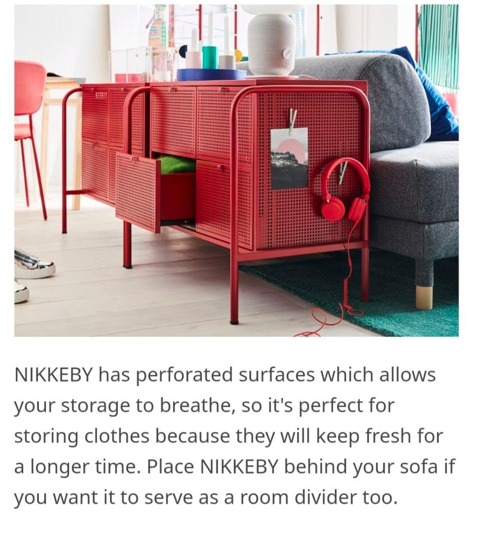 イケア IKEA ニッケビー NIKKEBY スチールチェスト レッド - メルカリ