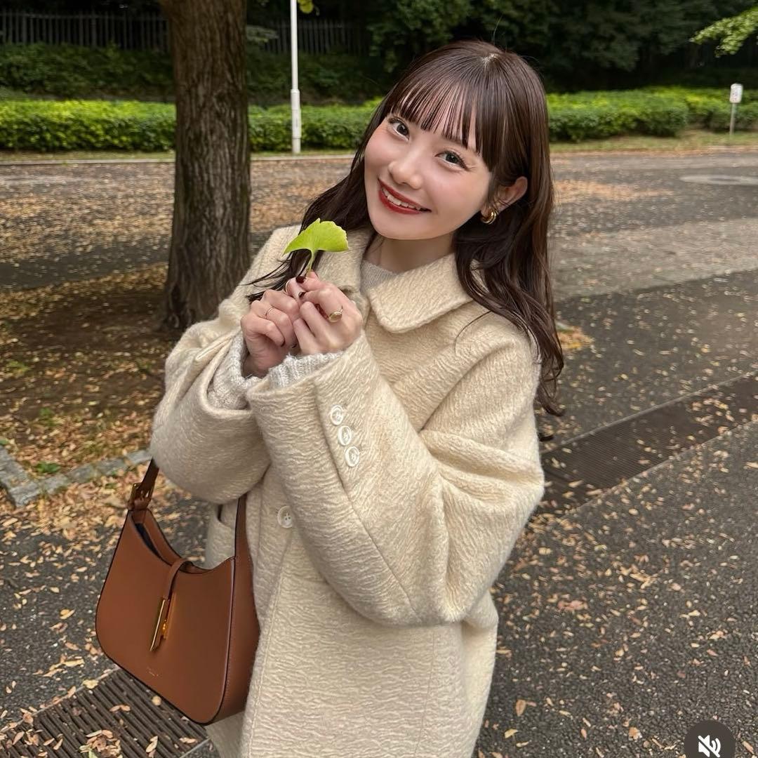 hinari ステンカラーシャギーミドルコート アイボリー　タグ付き　新品未開封