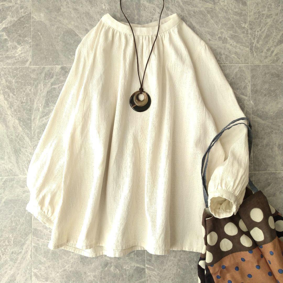 051 群言堂 石見銀山 コットン シルク ボトルネック ブラウス アイボリー