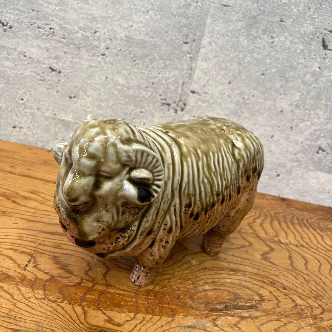 昭和レトロ 信楽焼 貫入 干支 羊 ひつじ 置物 オブジェ インテリア