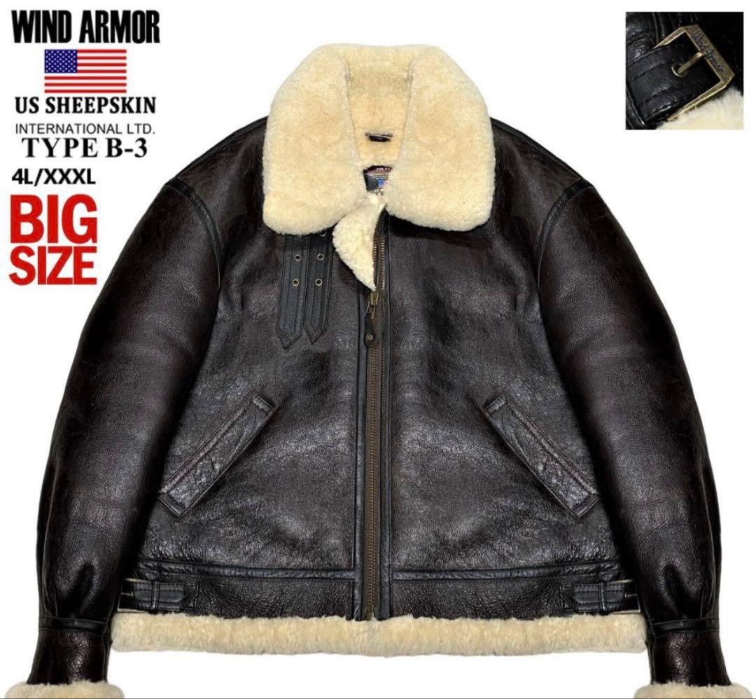 12万 ウインドアーマー 米産羊革 B-3 ムートン フライトジャケット 4L