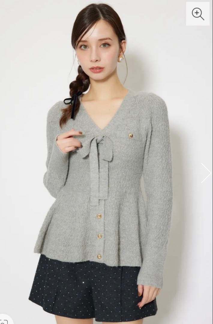 完売　rienda 2wayぺプラムニットカーディガン