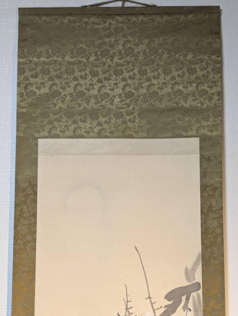 真作】掛軸 棚田暁山 月下梅人物図 雅趣彩色画 古画
