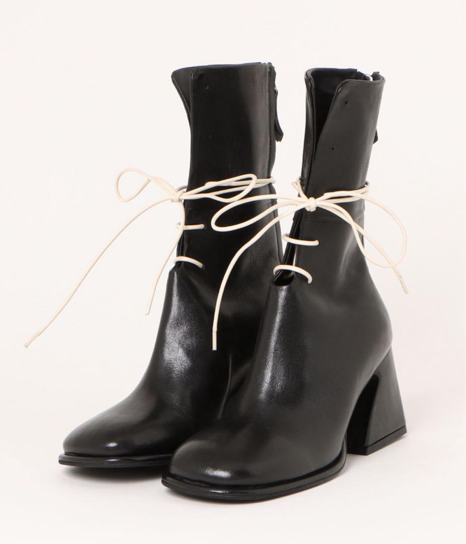 ERNESTO DOLANIレースアップ チャンキヒールーブーツ ブーツ ERNESTO DOLANI エルネストドラーニ アンクルウーンドカラー