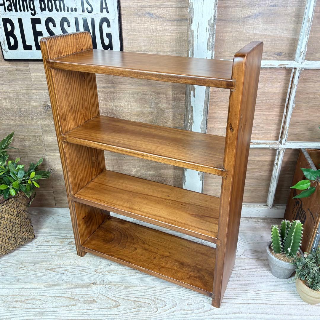 カントリー北欧パイン材四段ラックシェルフ（50㎝×70㎝）木製飾り棚調味料棚本棚