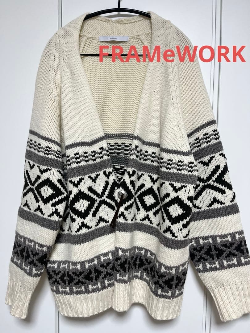 フレームワーク　ジャガード　ニット　カーディガン